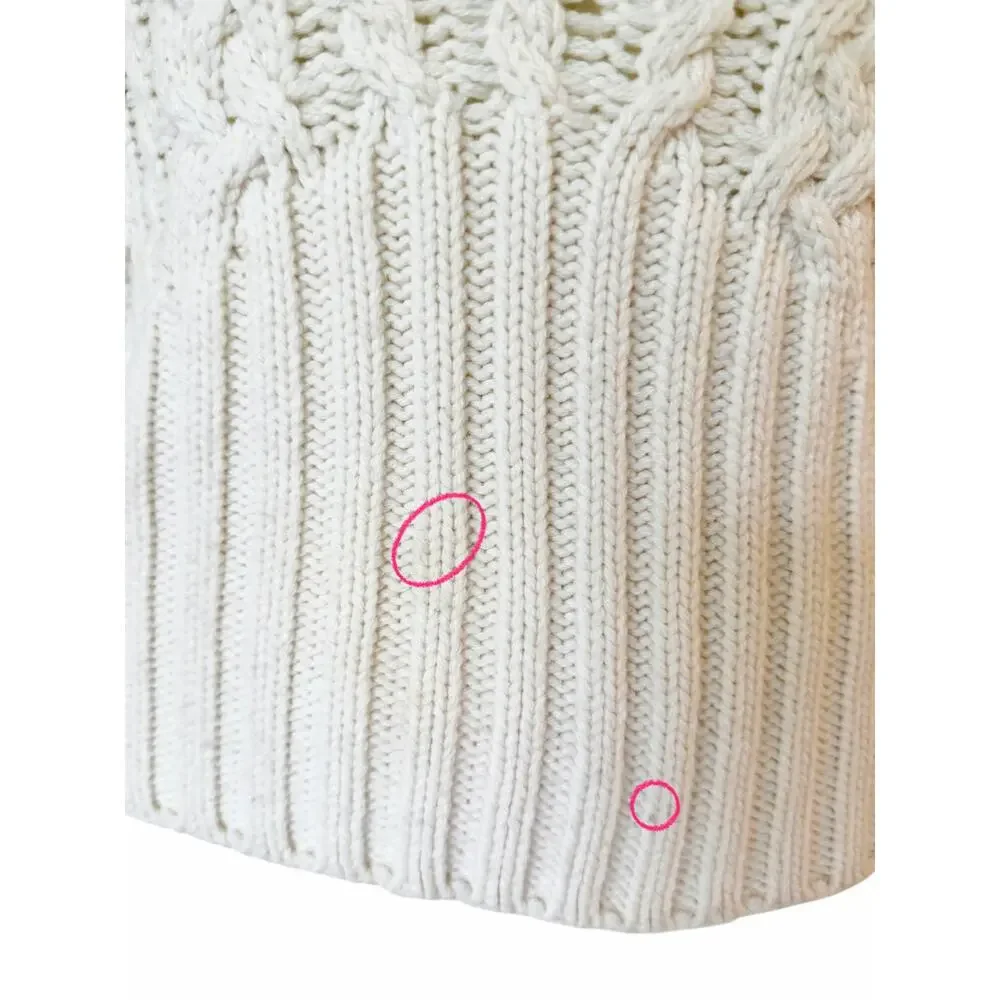 Veronica Beard Holton Wool Cable Knit Vest Sleeveless Turtleneck Sweater Ivory